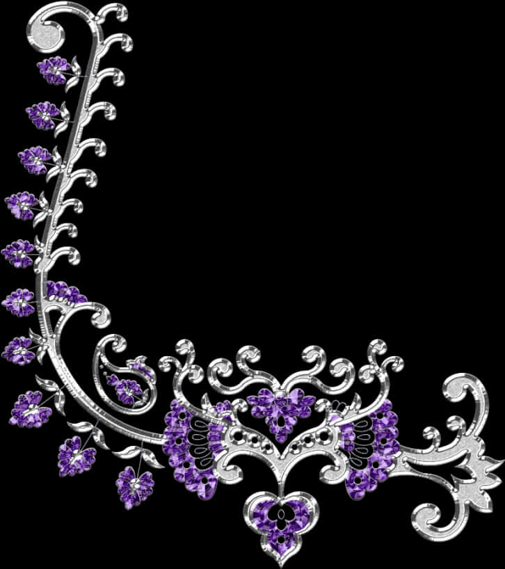 Elegant Purple Gemstone Jewelry Design PNG