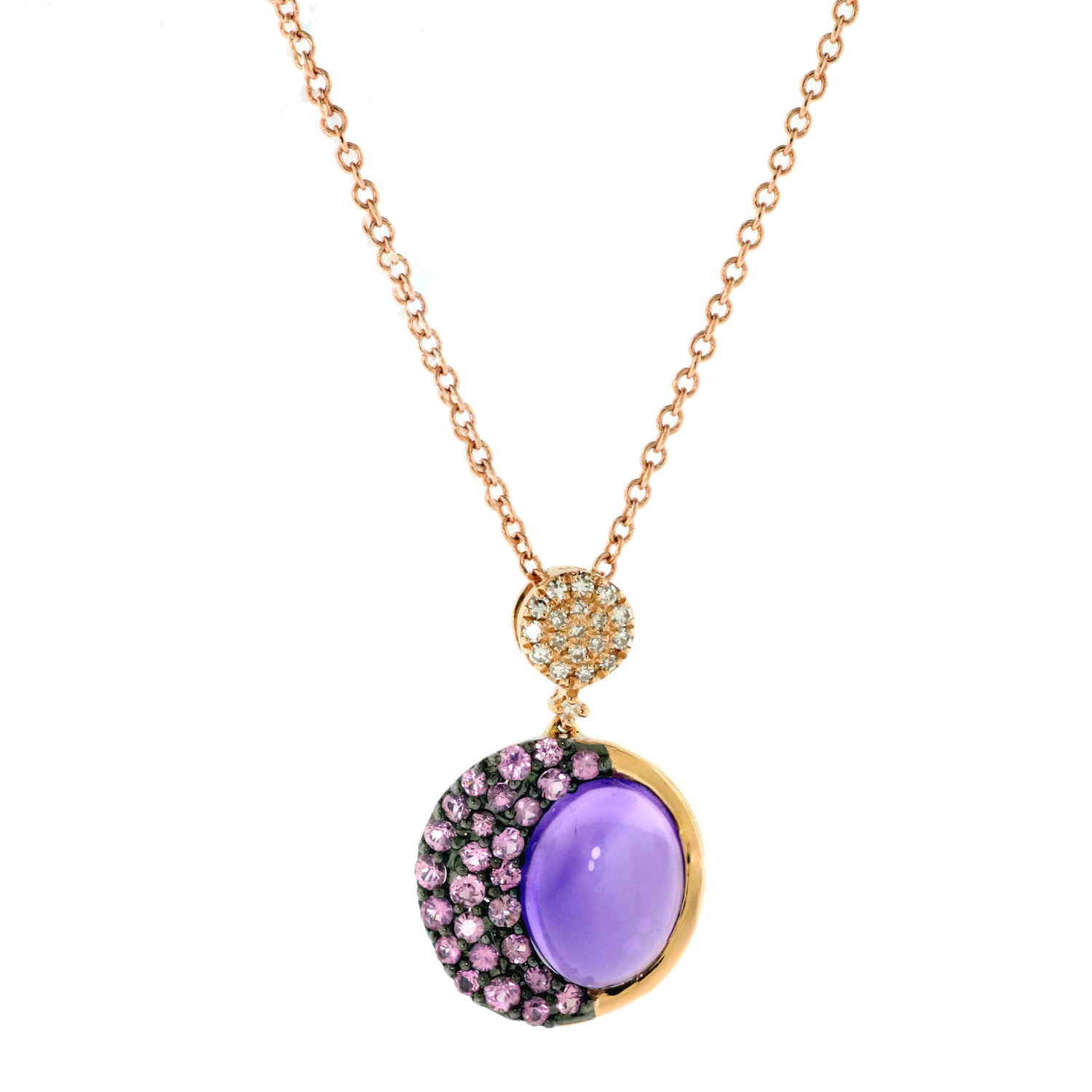 Elegant Purple Gemstone Pendant Necklace PNG