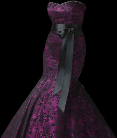 Elegant Purple Lace Evening Gown PNG