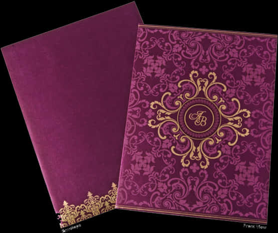 Elegant Purple Wedding Invitation Card PNG