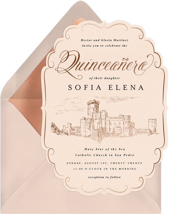 Elegant Quinceanera Invitation Card PNG