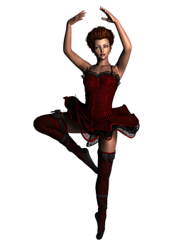 Elegant Red Ballet Dancer3 D PNG