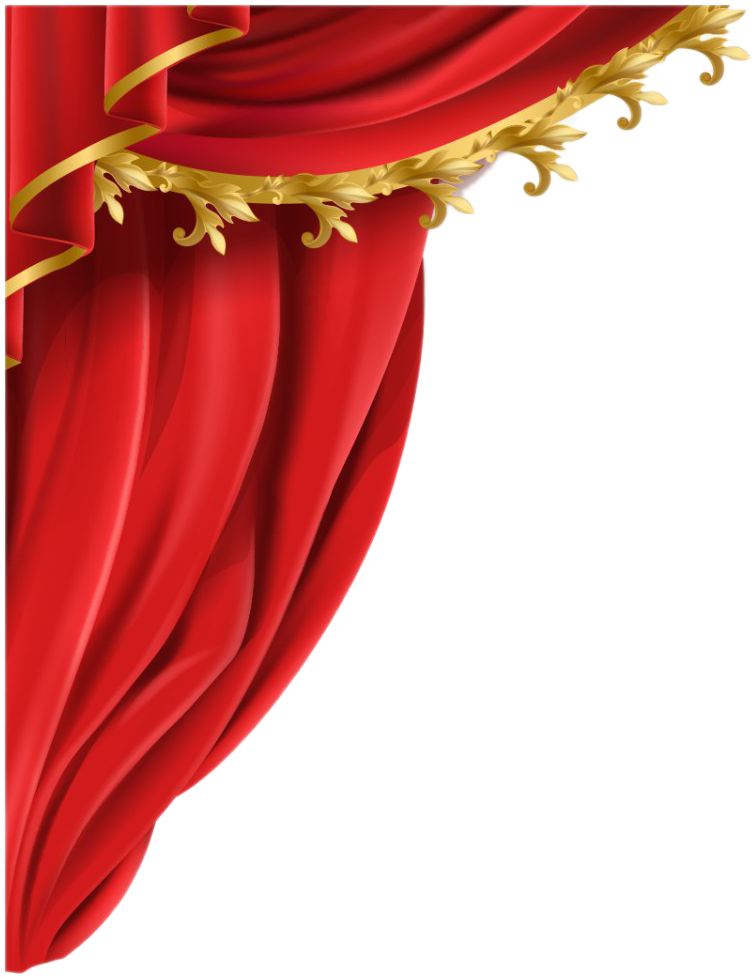 Elegant Red Curtainwith Gold Tassels PNG