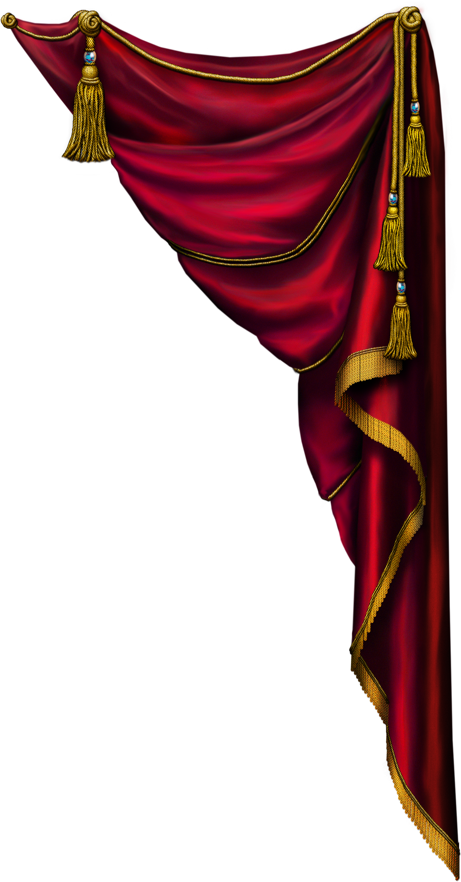 Elegant Red Curtainwith Gold Trim PNG