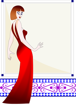 Elegant Red Dress Artwork PNG