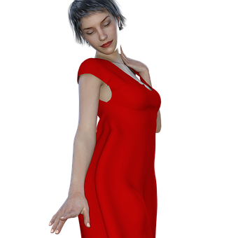 Elegant Red Dress3 D Model PNG