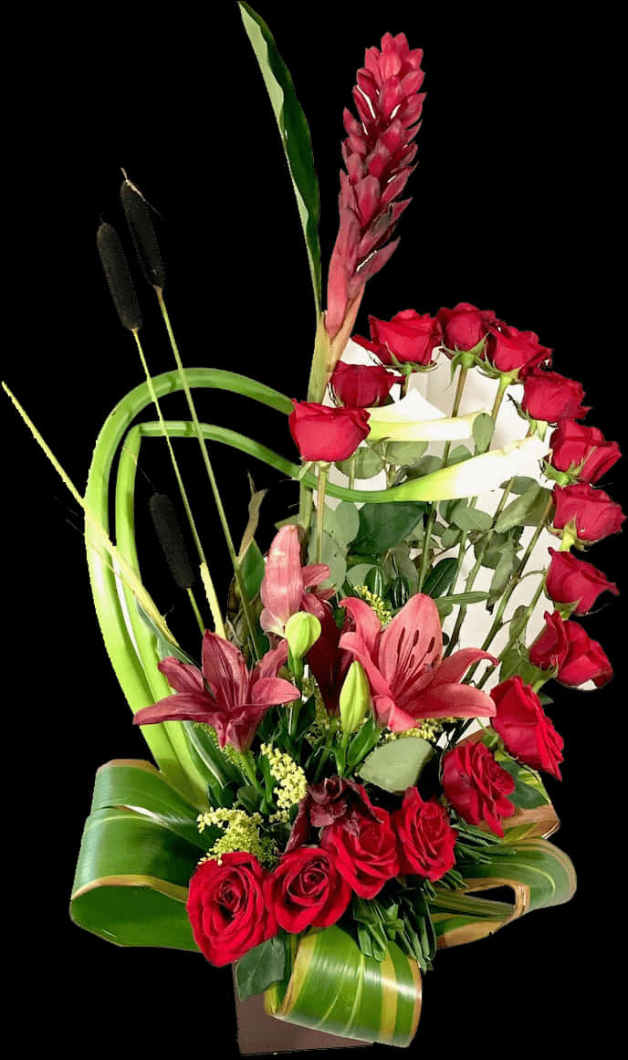 Elegant Red Floral Arrangement PNG