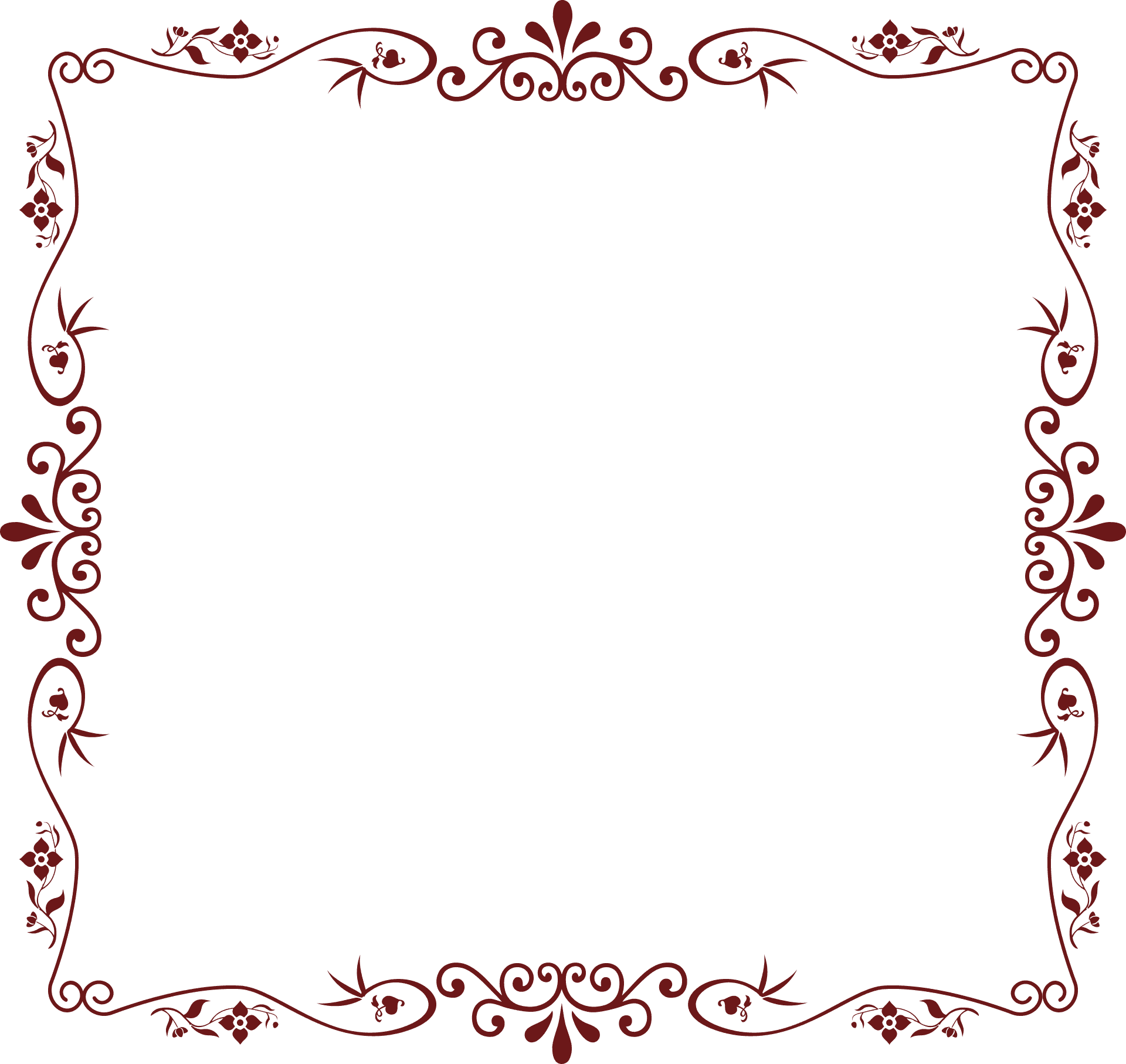 Elegant Red Floral Frame PNG