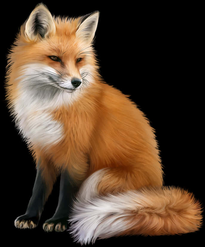 Elegant Red Fox Illustration PNG