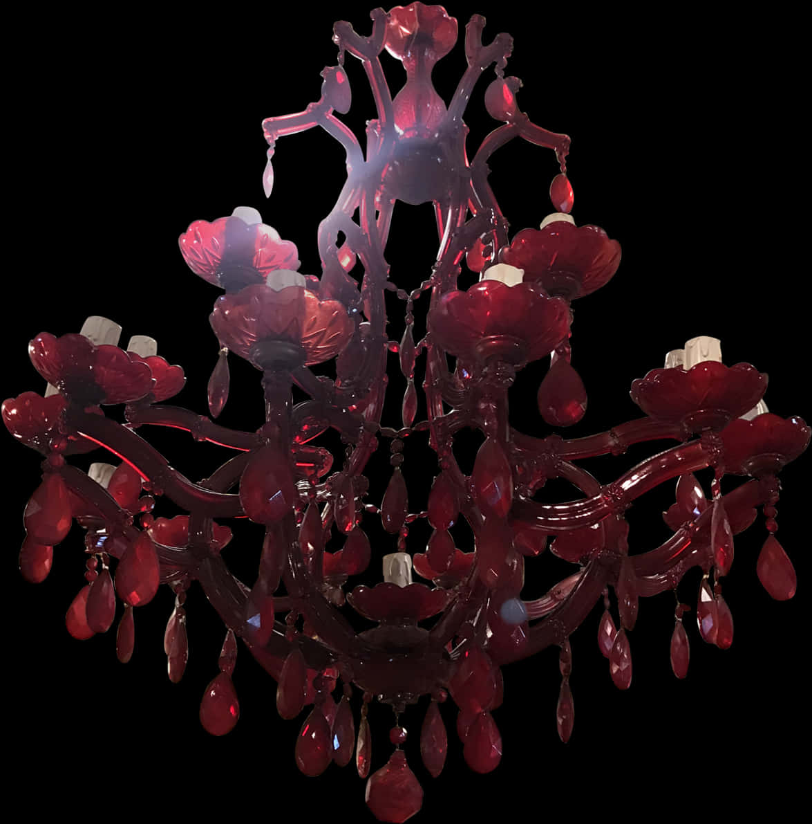 Elegant Red Glass Chandelier PNG