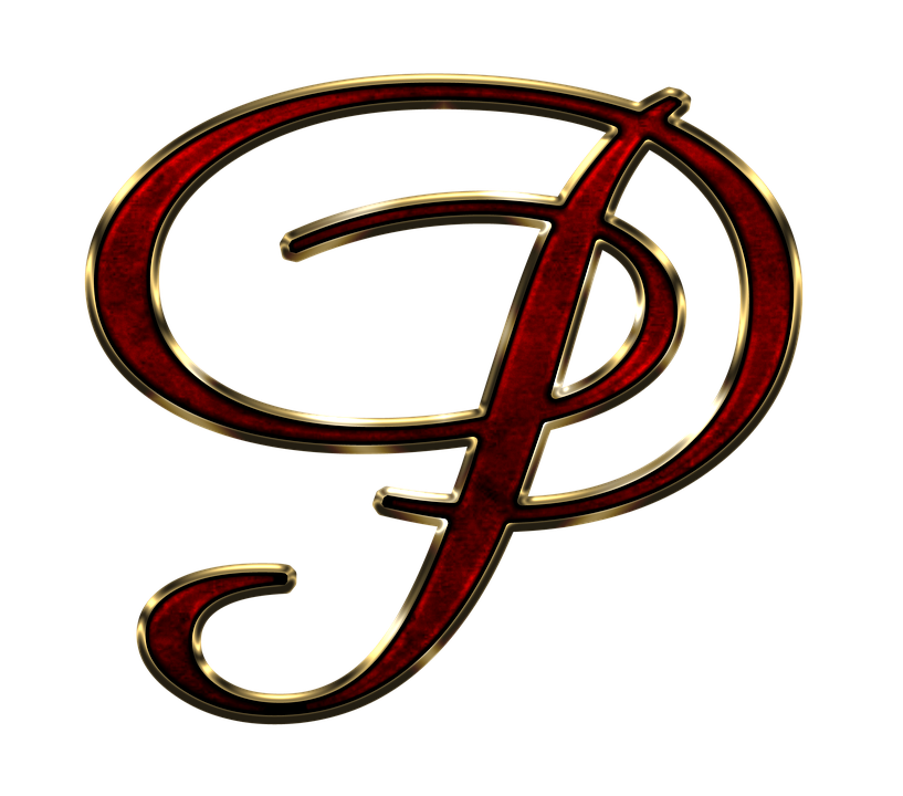 Elegant Red Gold Letter P PNG