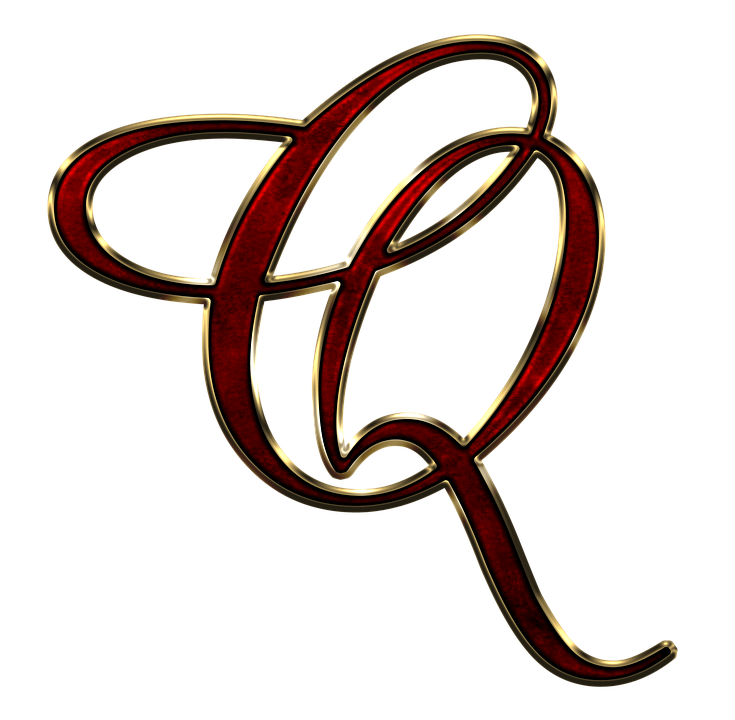 Elegant Red Gold Letter Q PNG