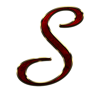 Elegant Red Gold Letter S PNG