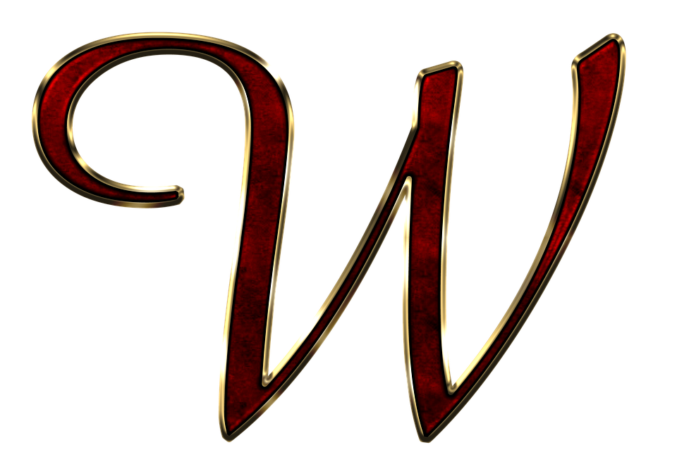 Elegant Red Gold Letter W PNG