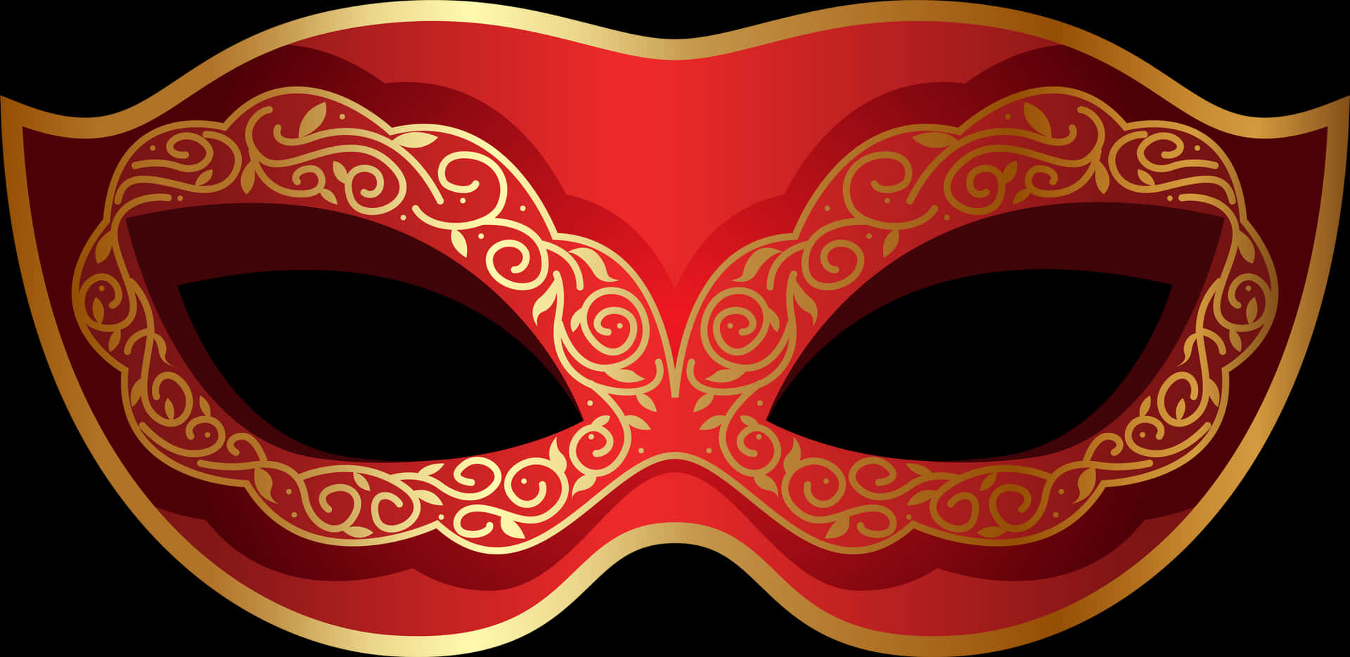 Elegant Red Gold Masquerade Mask PNG