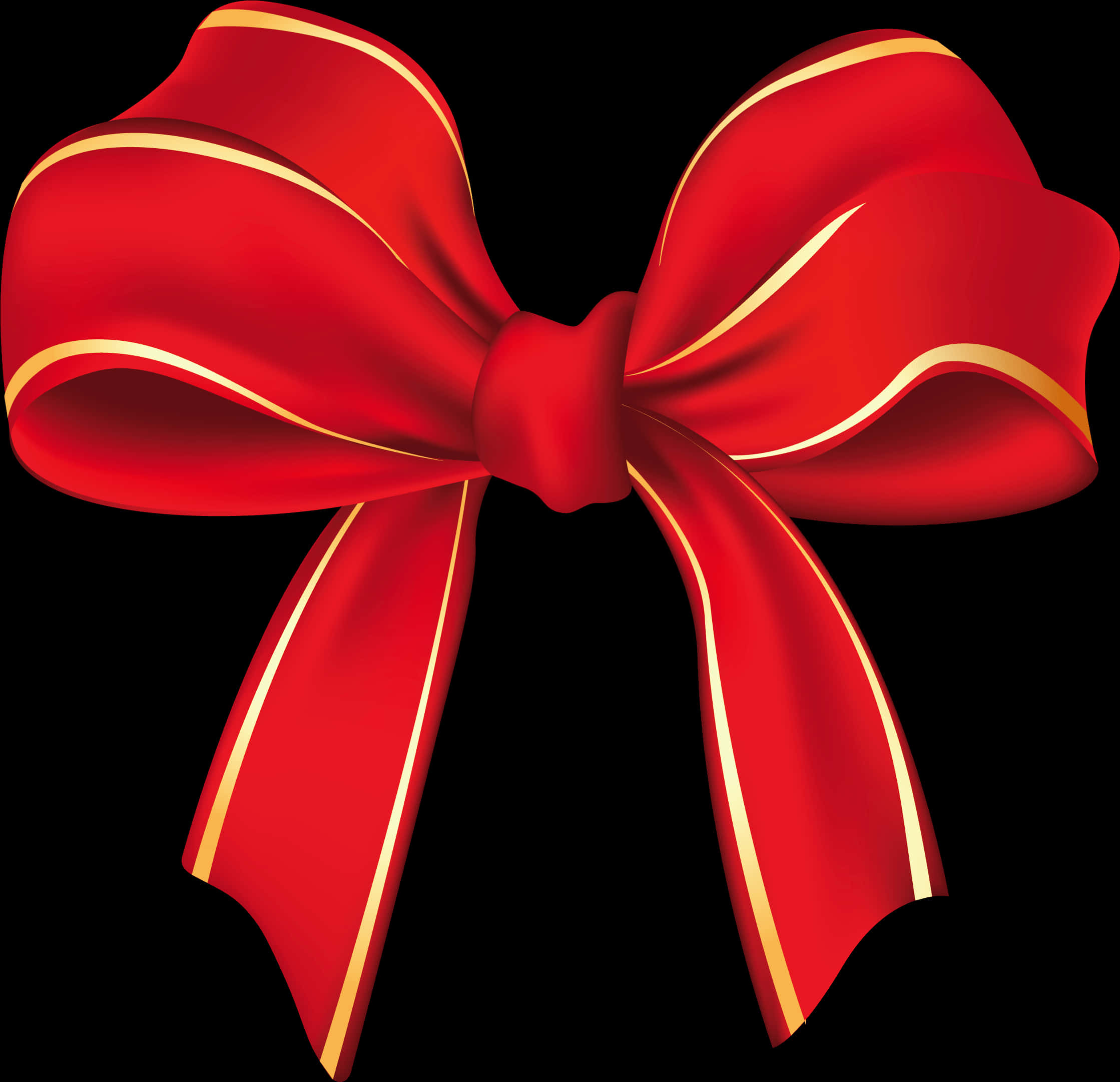 Elegant Red Gold Trimmed Bow PNG