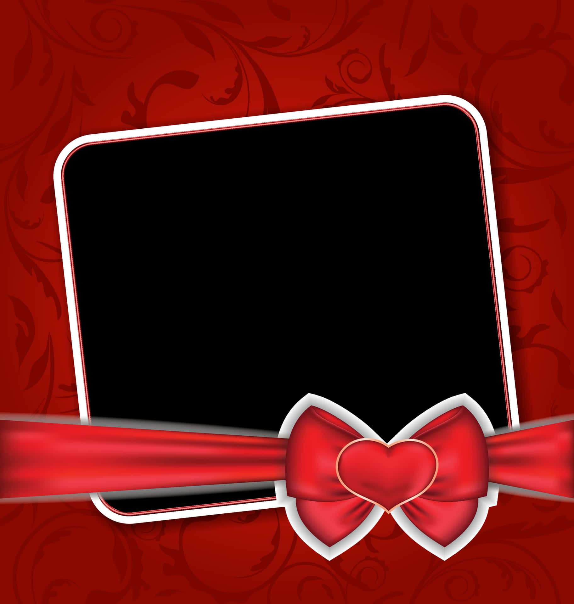 Elegant Red Heart Frame PNG