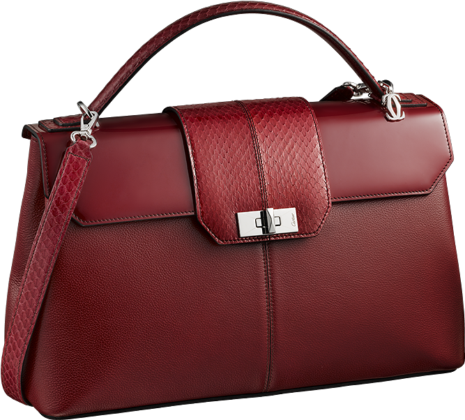 Elegant Red Leather Handbag PNG