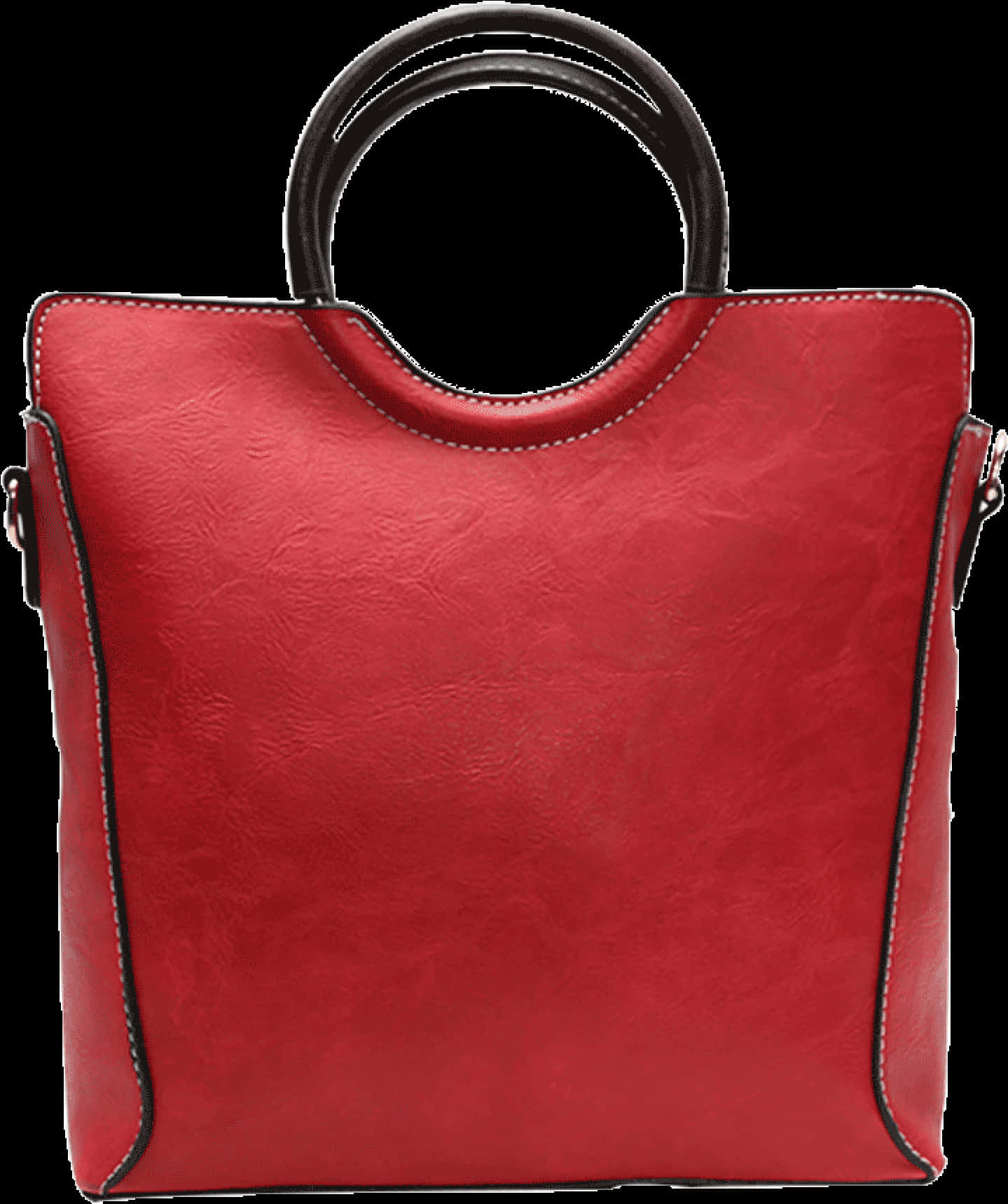 Elegant Red Leather Tote Bag PNG