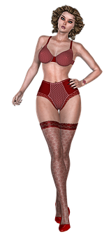 Elegant Red Lingerie3 D Model PNG