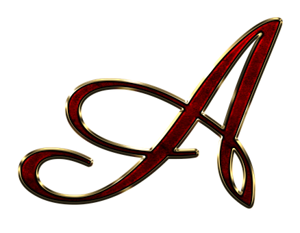 Elegant Red Metallic Letter A PNG