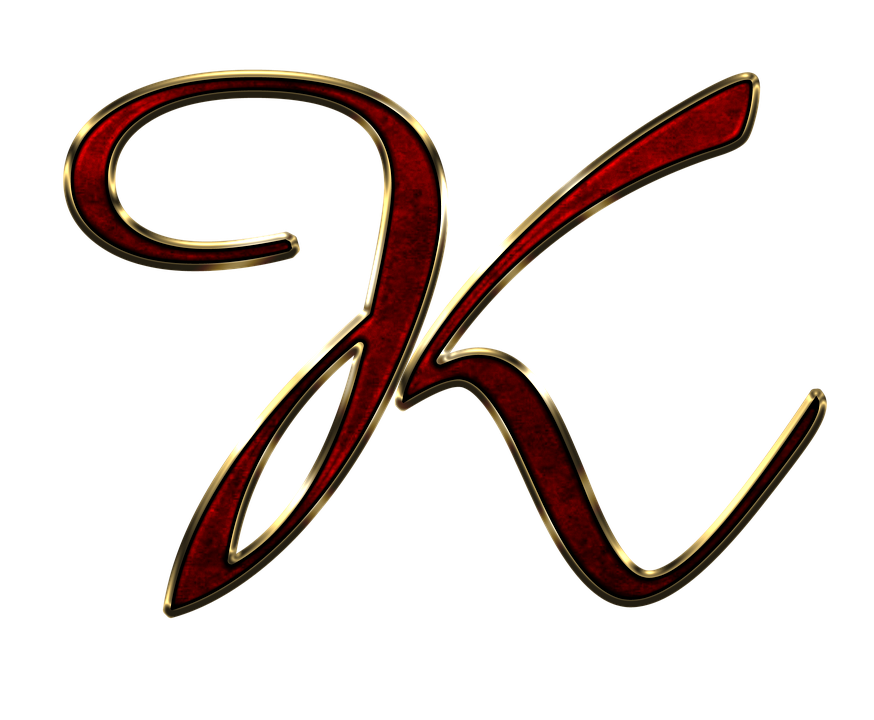 Elegant Red Metallic Letter K PNG