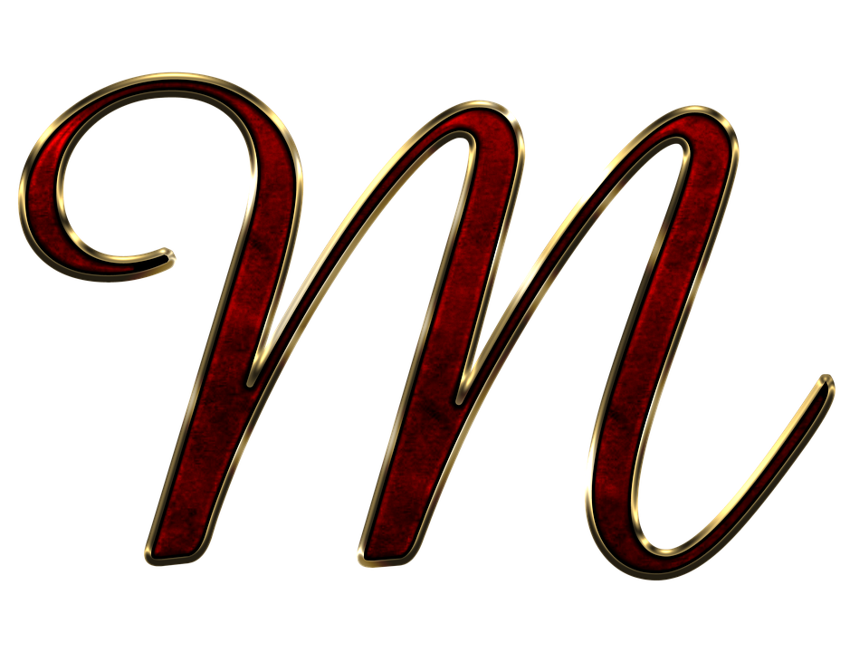 Elegant Red Metallic Letter M PNG