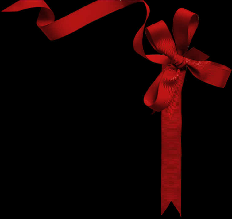 Elegant Red Ribbon Bowon Black Background PNG