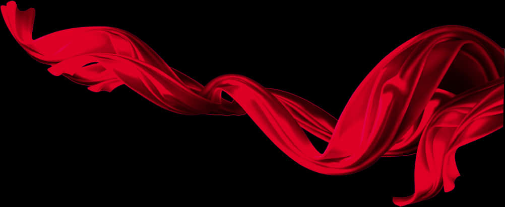 Elegant Red Ribbon Wave PNG