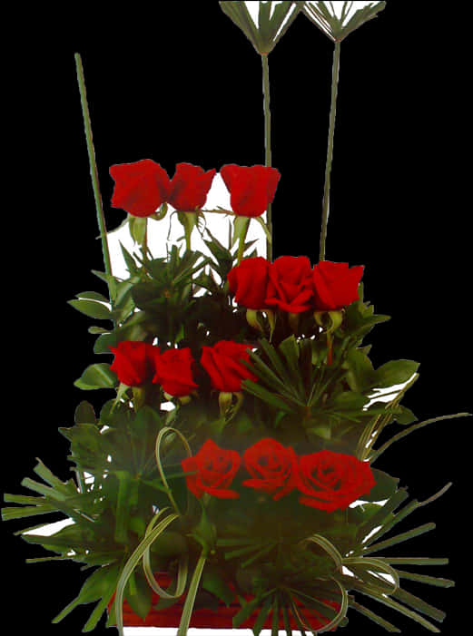 Elegant Red Rose Arrangement PNG