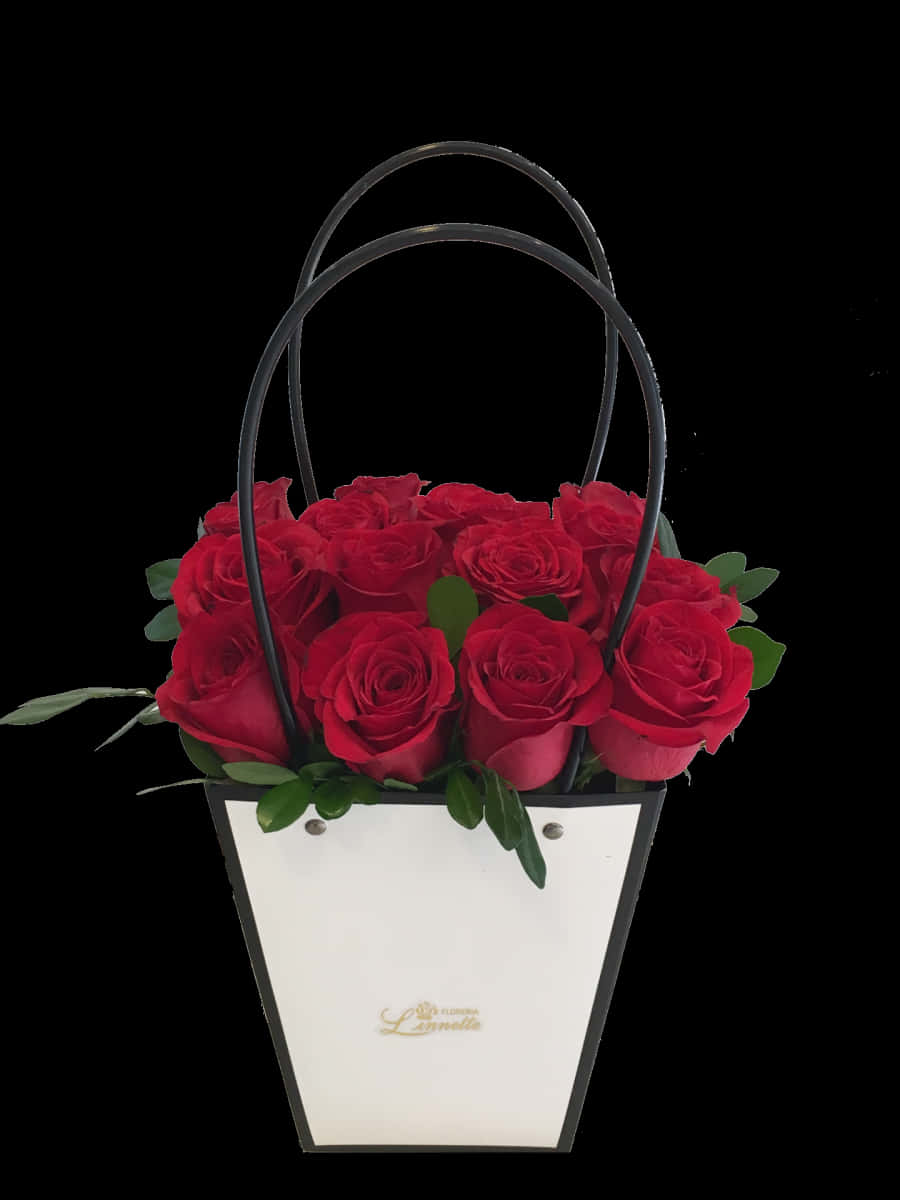 Elegant Red Rosesin White Vase PNG