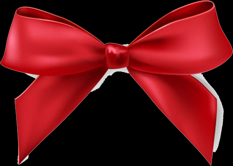 Elegant Red Satin Ribbon Bow PNG