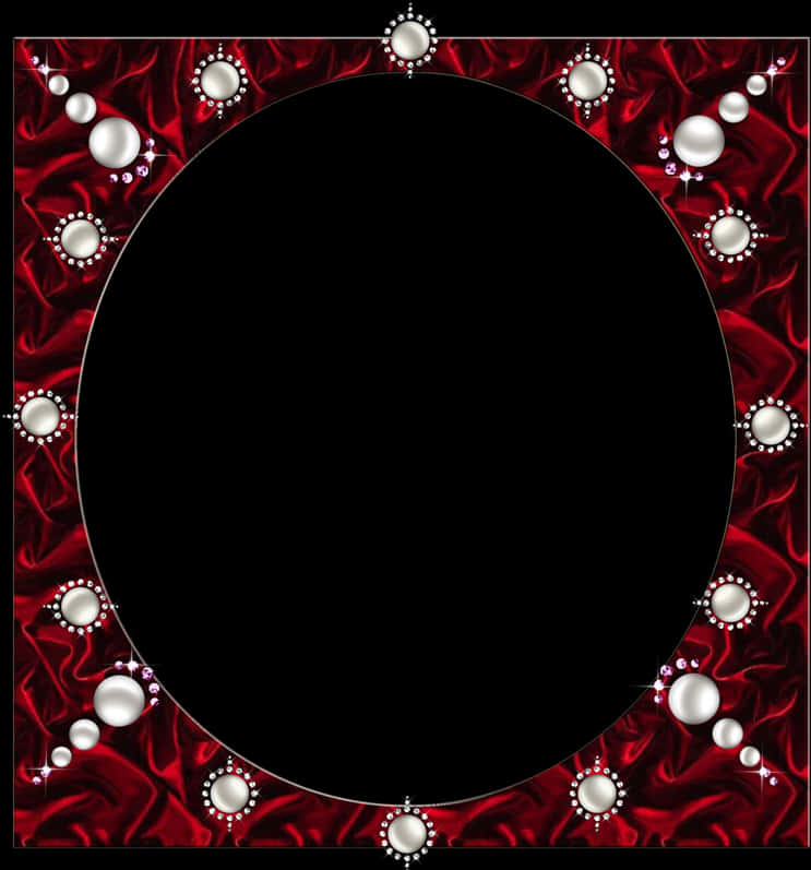 Elegant Red Silk Pearl Photo Frame PNG