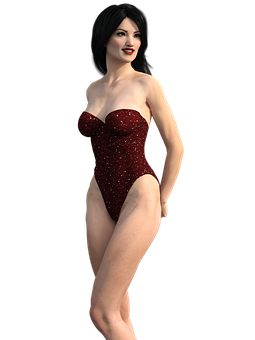 Elegant Red Swimsuit3 D Model PNG