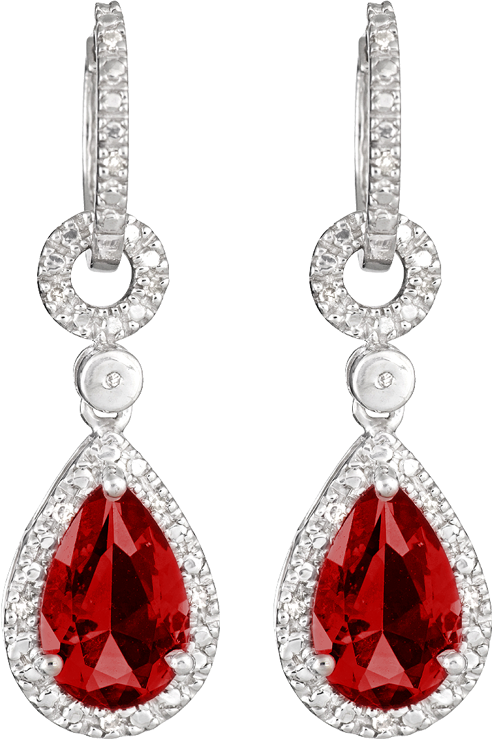 Elegant Red Teardrop Earrings PNG