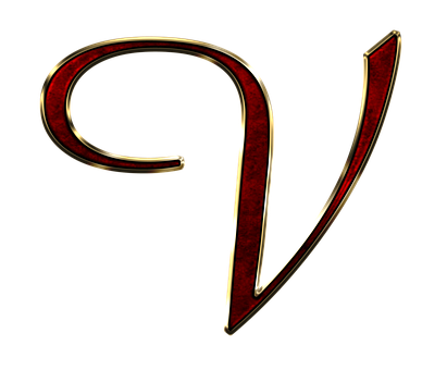 Elegant Red Velvet Letter V PNG