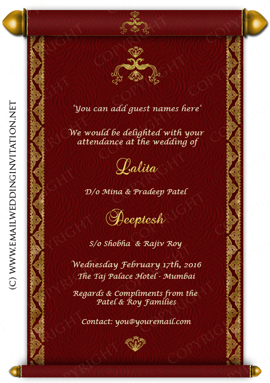 Elegant Red Wedding Invitation Template PNG