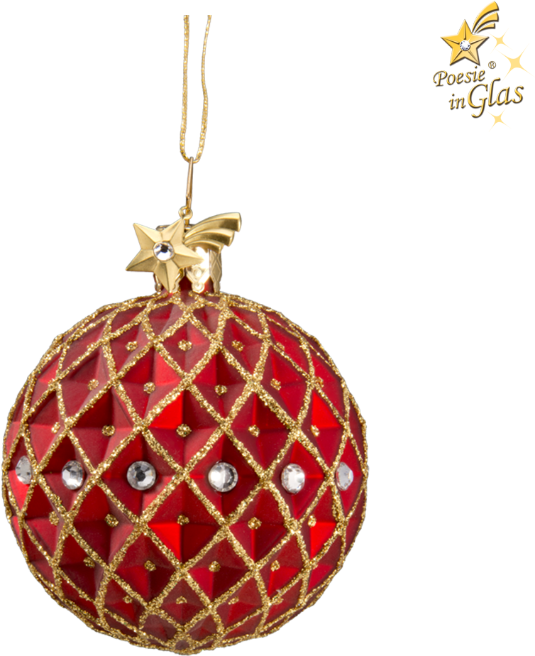 Elegant Redand Gold Christmas Ball Ornament PNG