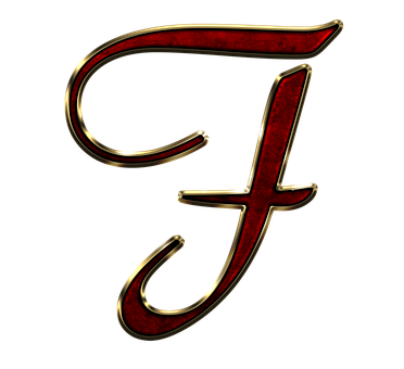 Elegant Redand Gold Letter F PNG