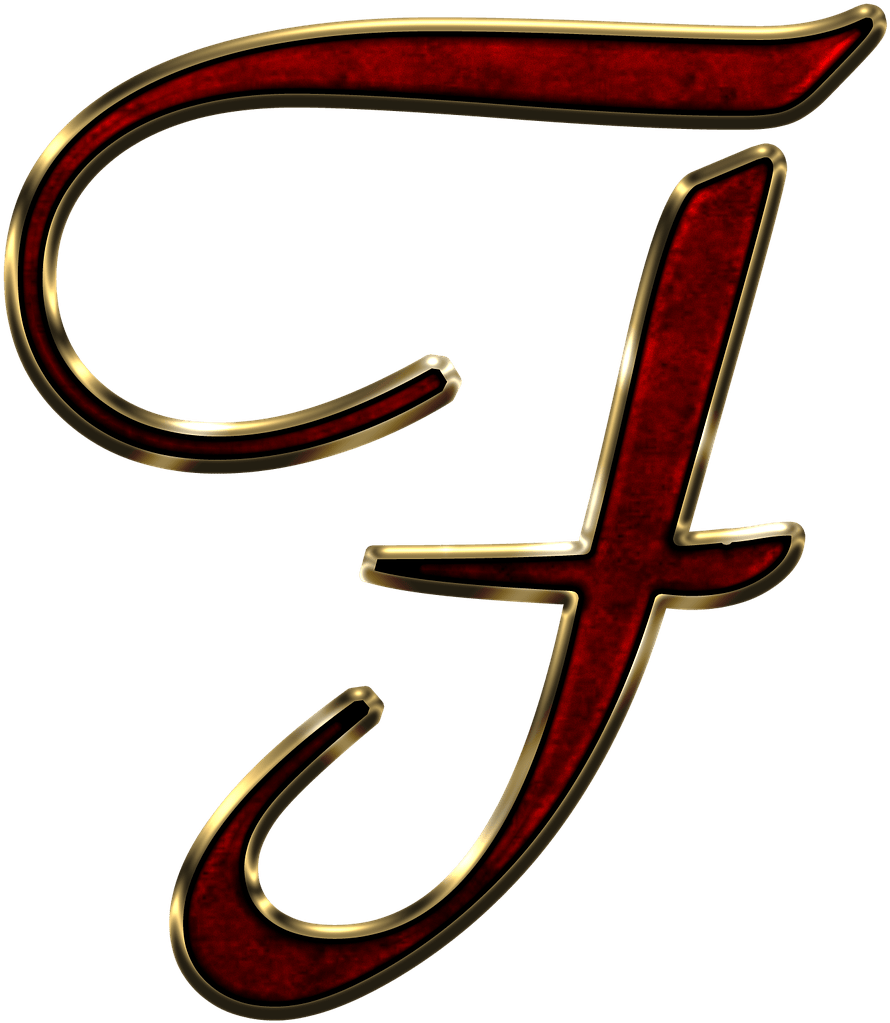 Elegant Redand Gold Letter F PNG