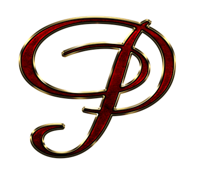 Elegant Redand Gold Letter P PNG