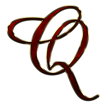 Elegant Redand Gold Letter Q PNG