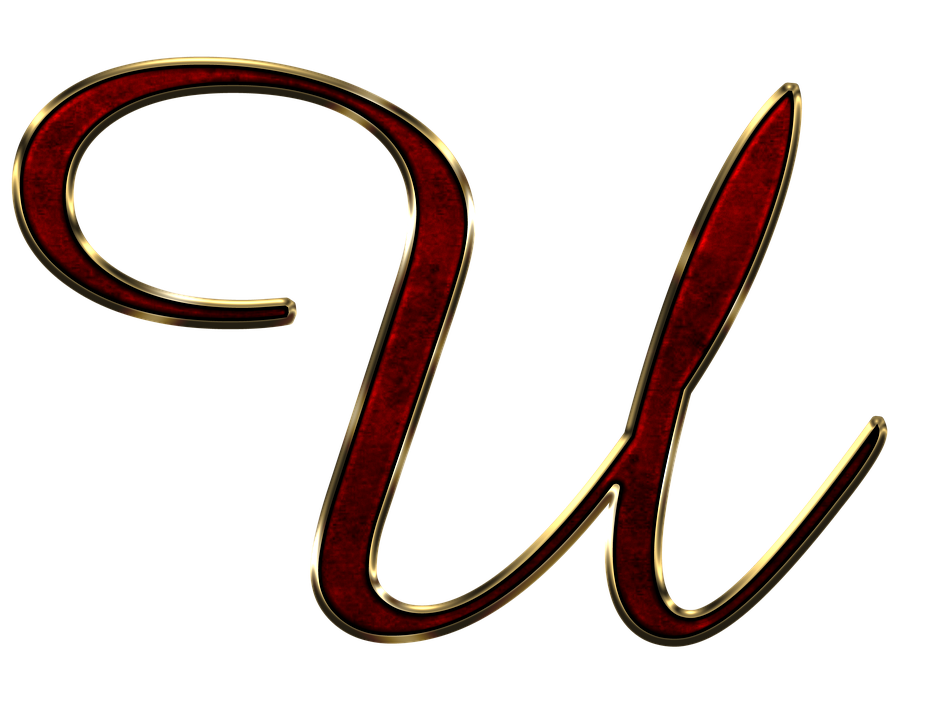 Elegant Redand Gold Letter U PNG