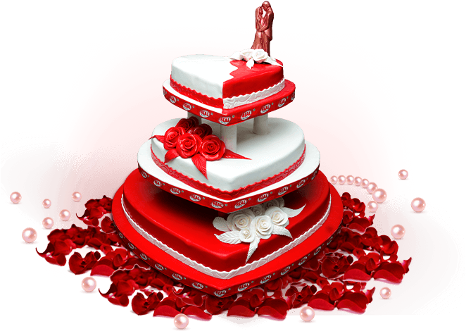 Elegant Redand White Wedding Cake PNG