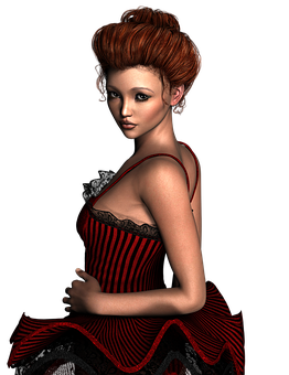 Elegant_ Redhead_3 D_ Character PNG
