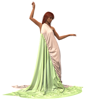 Elegant Redheadin Green Drapery PNG