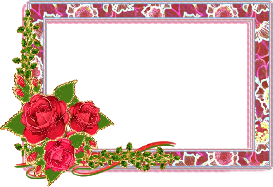 Elegant Rose Decorated Frame PNG