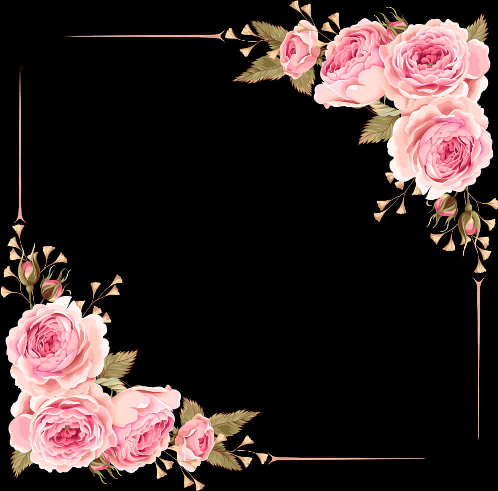 Elegant Rose Floral Border PNG