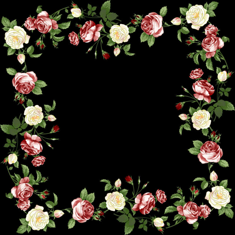 Elegant_ Rose_ Flower_ Border PNG