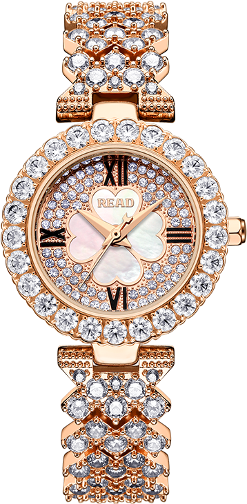Elegant Rose Gold Butterfly Wristwatch PNG